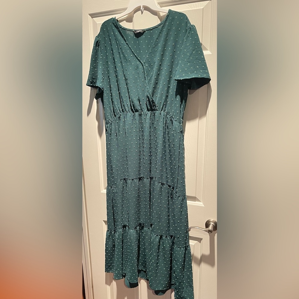 Dark Green Polka Dot Dress XXL Tea length - Picture 7 of 11
